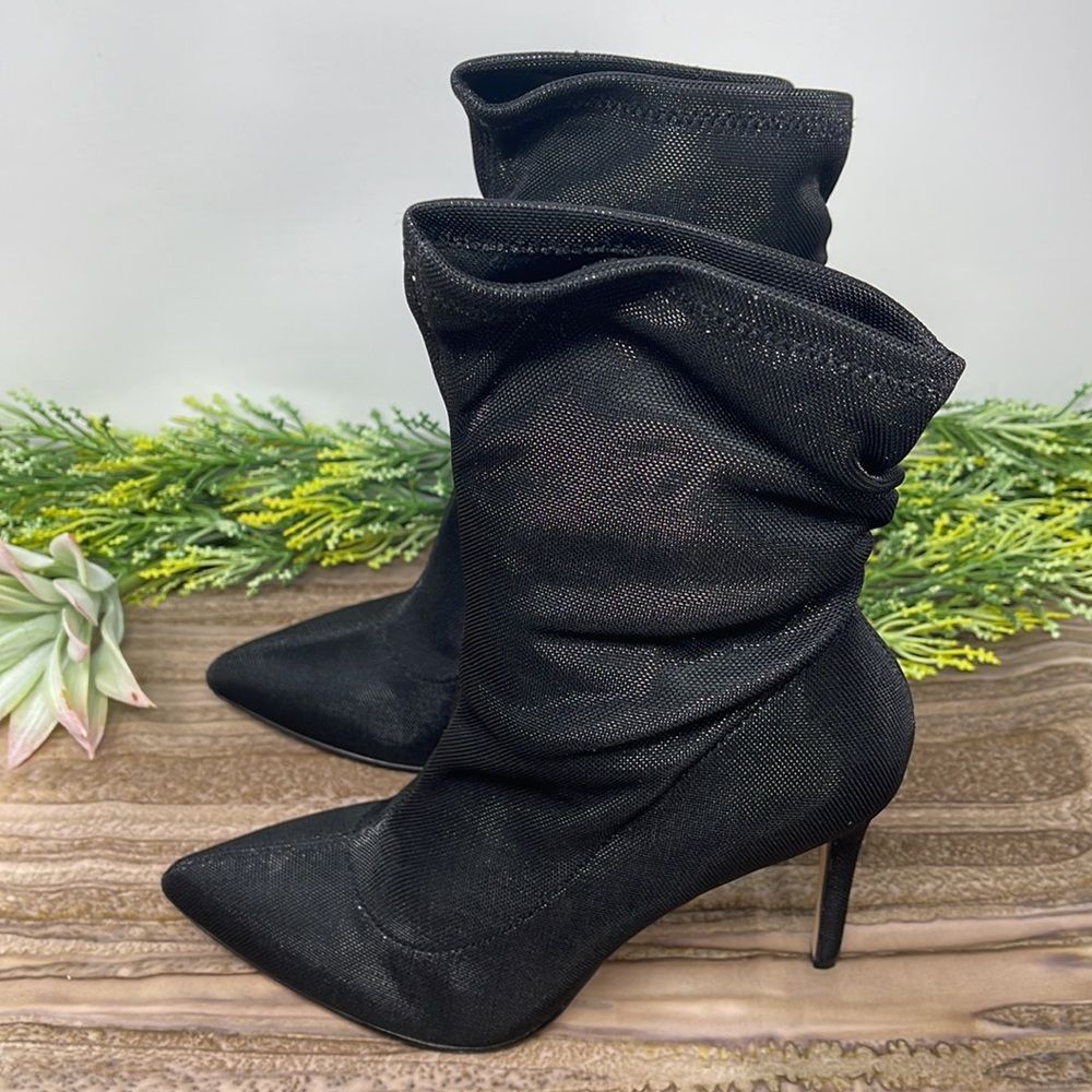 Badgley Mischka Womens Ronnie Fabric Pointed Toe Mid-calf Booties Size 6.5 - Picture 5 of 12